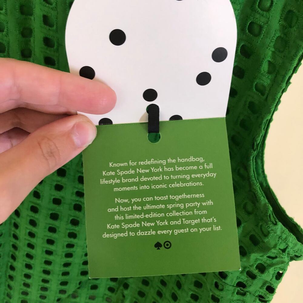 Kate Spade X Target NWT Green Boxy Eyelet Crop Top Size XS Broken Button Loop - Picture 8 of 15